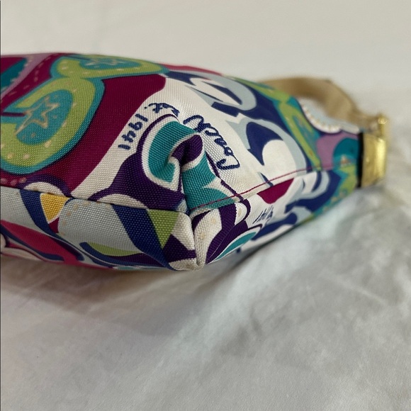 Coach Signature Poppy Graffiti Crossbody Shoulder Bag F19454 Gold Multicolor - Picture 8 of 12